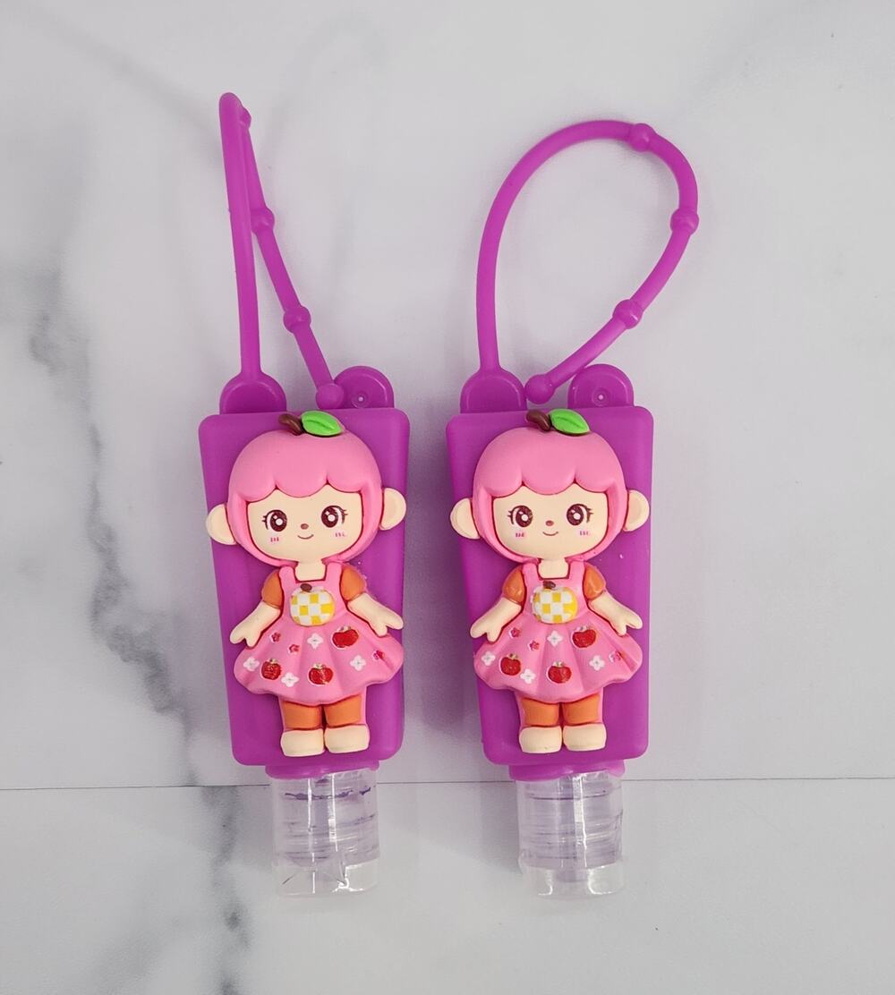 2 EMPTY Kids Refillable Containers Purple Doll Character Holder Adjustable Strap
